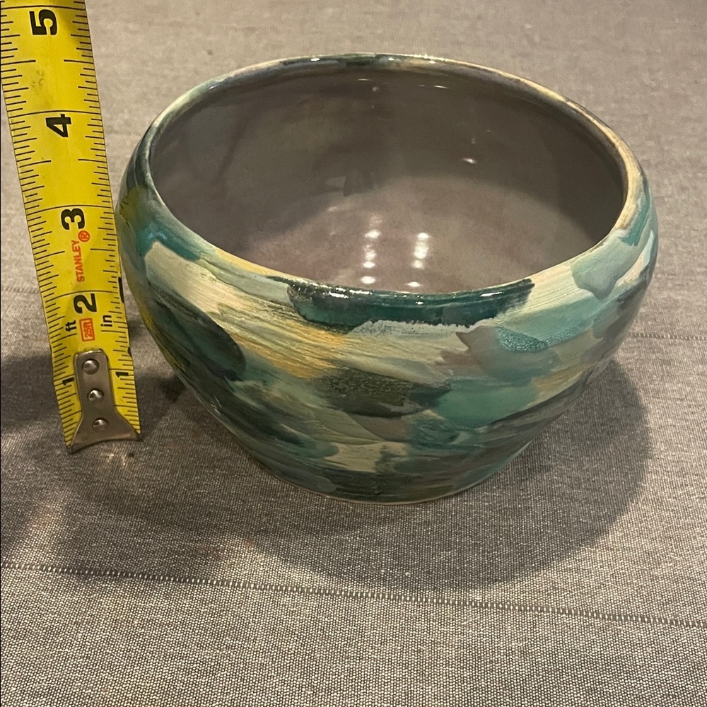 Artisan Ceramic pottery Bowl - Teal and Gray - Picture 4 of 7